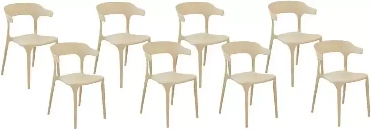 Beliani GUBBIO Stoel set van 8 Beige Polypropyleen