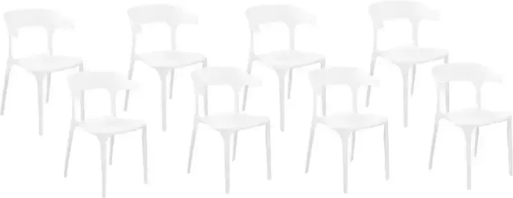 Beliani GUBBIO Stoel set van 8 Wit Polypropyleen