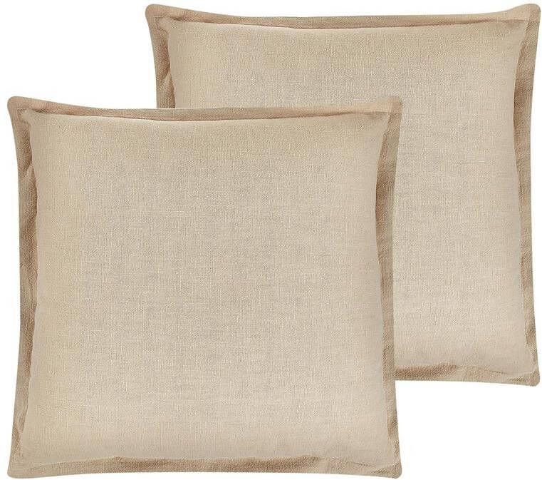 Beliani -GUZMANIA -Sierkussen set van 2-Beige-45 x 45 cm-Polyester