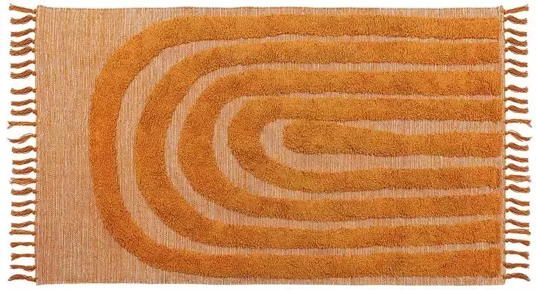 Beliani HAKKARI Vloerkleed Oranje 80 x 150 cm Katoen