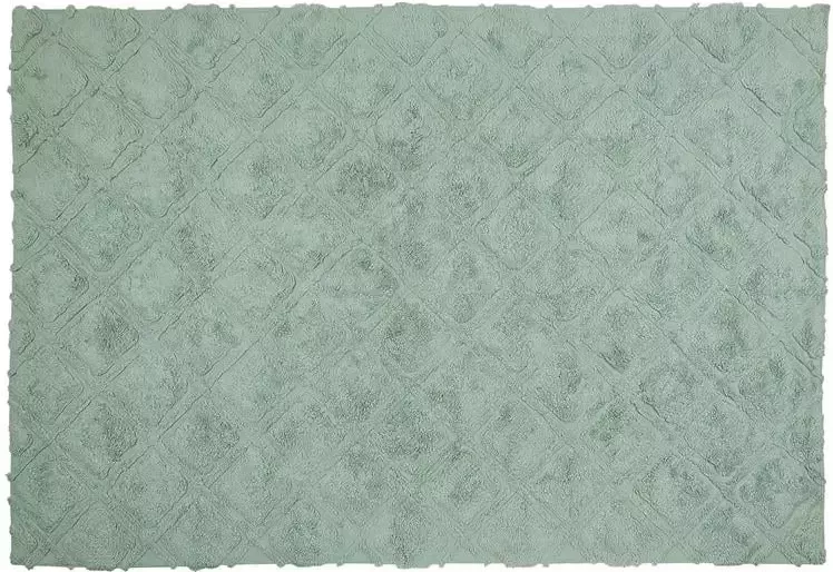 Beliani HATAY Laagpolig vloerkleed Groen 140 x 200 cm Katoen