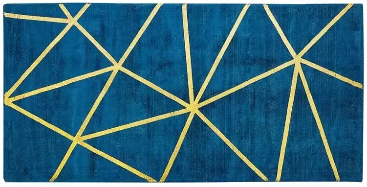 Beliani HAVZA Vloerkleed Donkerblauw 140 x 200 cm Viscose