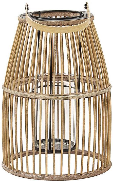 Beliani HOSTE Lantaarn Beige Bamboehout