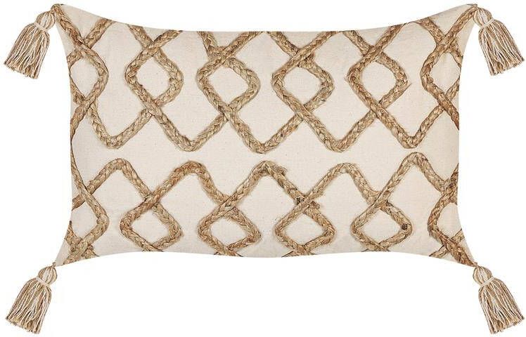 Beliani INCANA Sierkussen Beige 30 x 50 cm Katoen