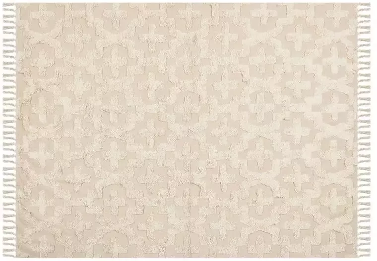 Beliani ITANAGAR Laagpolig vloerkleed Beige 160 x 230 cm Katoen