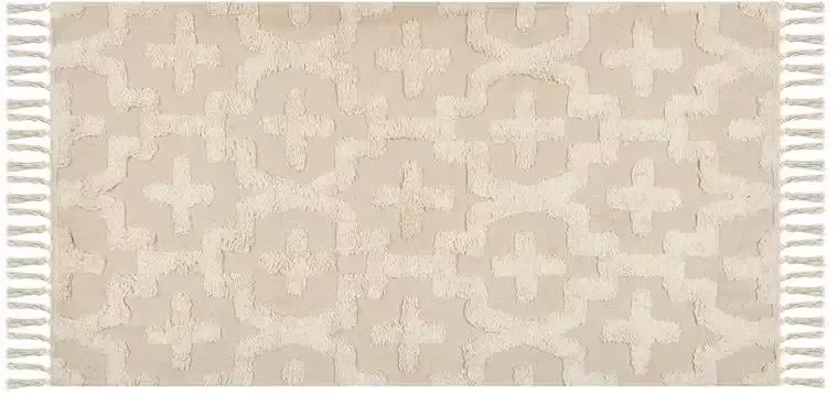 Beliani ITANAGAR Laagpolig vloerkleed Beige 80 x 150 cm Katoen