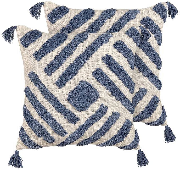 Beliani -JACARANDA -Sierkussen set van 2-Blauw-45 x 45 cm-Katoen