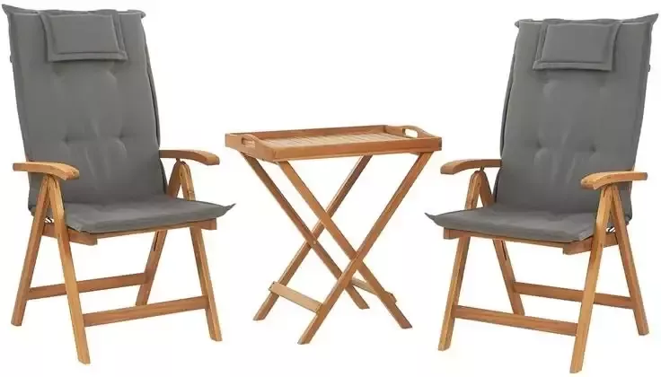 Beliani JAVA Bistroset voor 2 Lichte houtkleur |Grafietgrijs