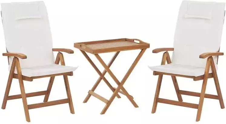 Beliani -JAVA-Bistroset voor 2-Lichte houtkleur |Cremewit-Acaciahout
