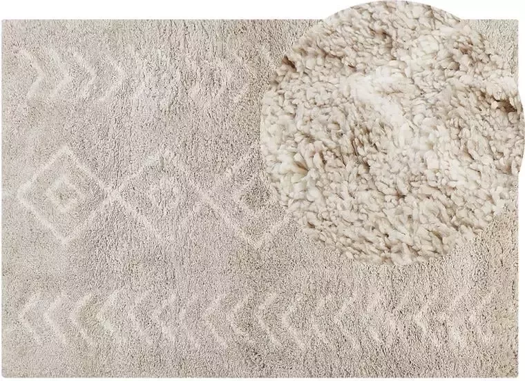 Beliani KAPAN Shaggy tapijt Beige 160 x 230 cm Polypropyleen
