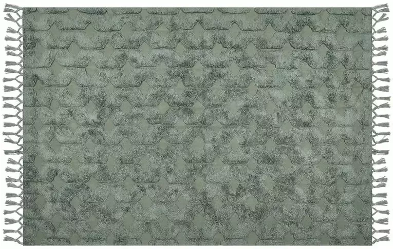 Beliani KARS Laagpolig vloerkleed Groen 160 x 230 cm Katoen