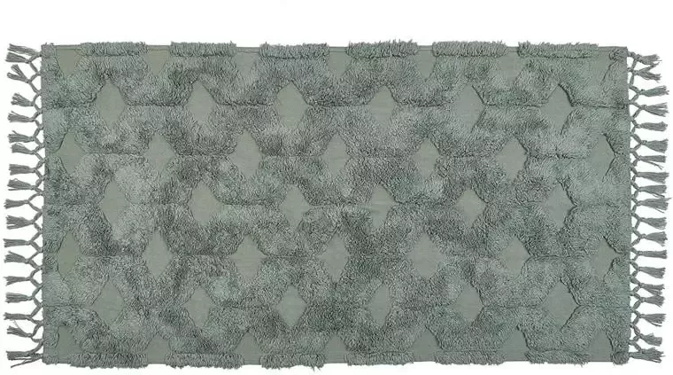 Beliani KARS Laagpolig vloerkleed Groen 80 x 150 cm Katoen