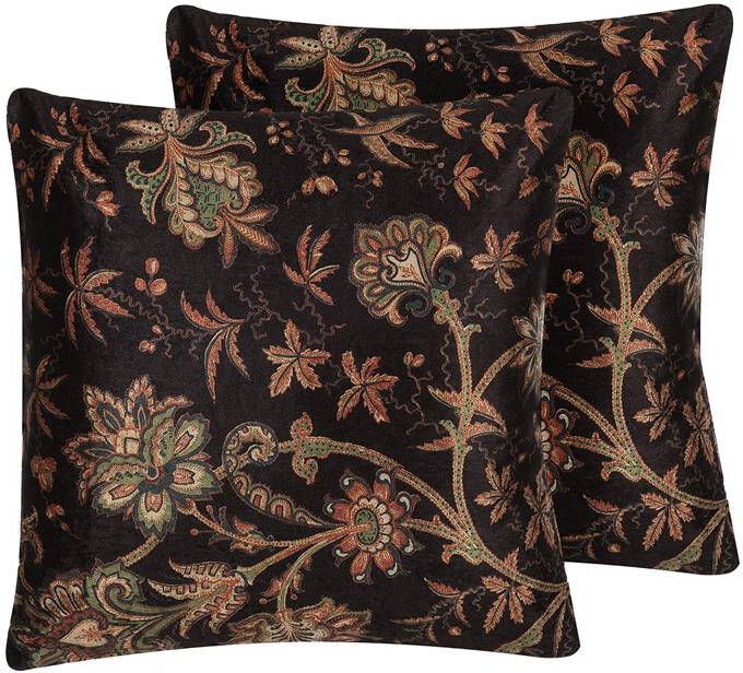 Beliani -KARUR -Sierkussen set van 2-Zwart-45 x 45 cm-Polyester