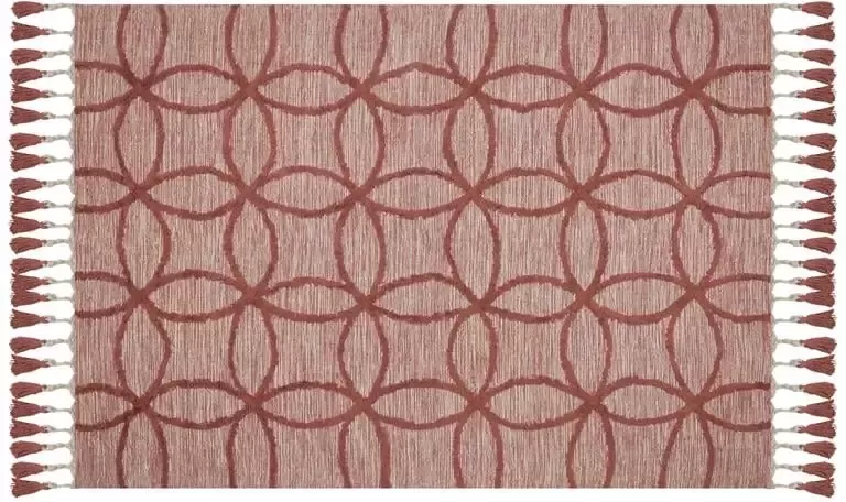 Beliani KIRSEHIR Laagpolig vloerkleed Rood 160 x 230 cm Katoen