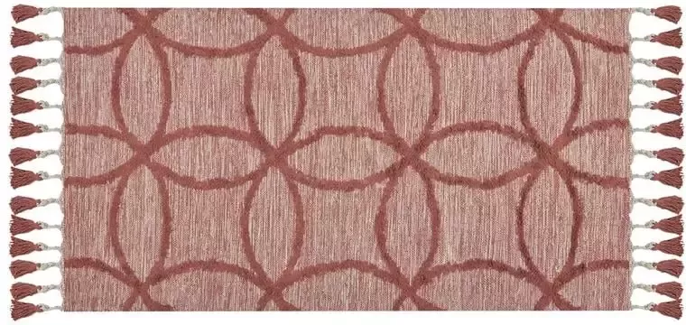 Beliani KIRSEHIR Laagpolig vloerkleed Rood 80 x 150 cm Katoen