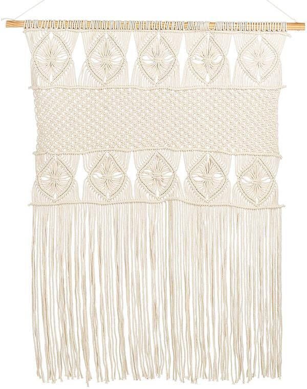 Beliani LAHRI Wandhanger Lichtbeige Katoen