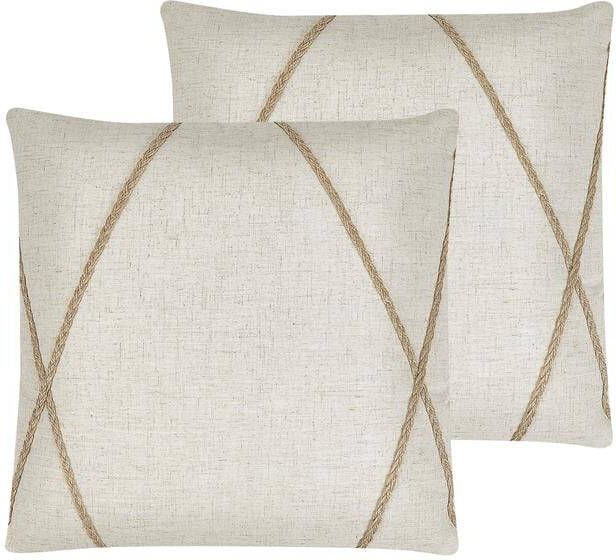 Beliani -LICUALA -Sierkussen set van 2-Beige-45 x 45 cm-Polyester