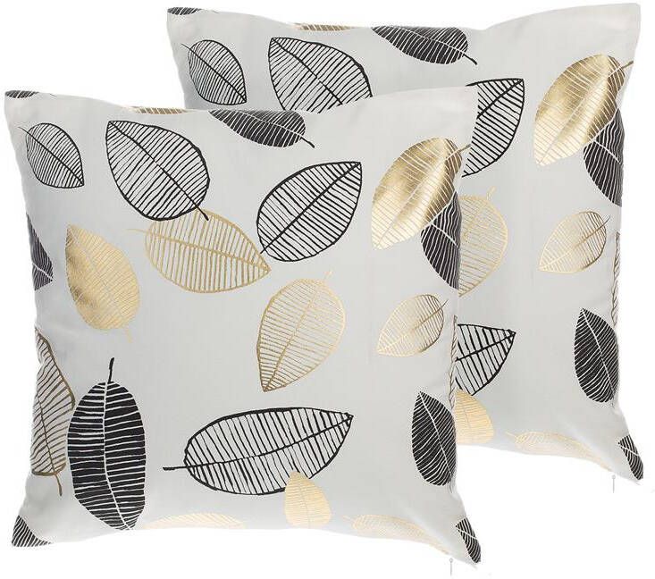 Beliani LOTUS Sierkussen set van 2 Wit 45 x 45 cm Katoen