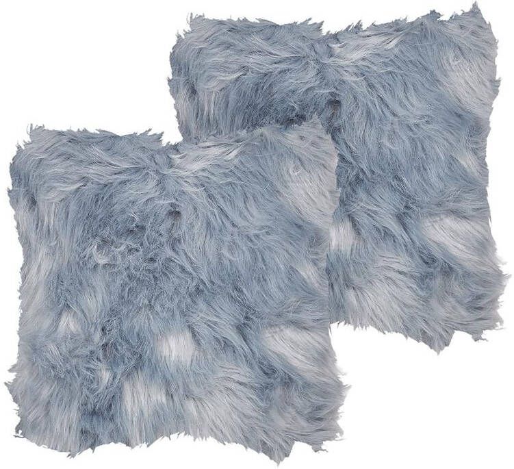 Beliani -LUBHA-Sierkussen set van 2-Blauw-42 x 42 cm-Polyester