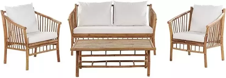 Beliani MAGGIORE Loungeset voor 4 Lichte houtkleur Bamboehout