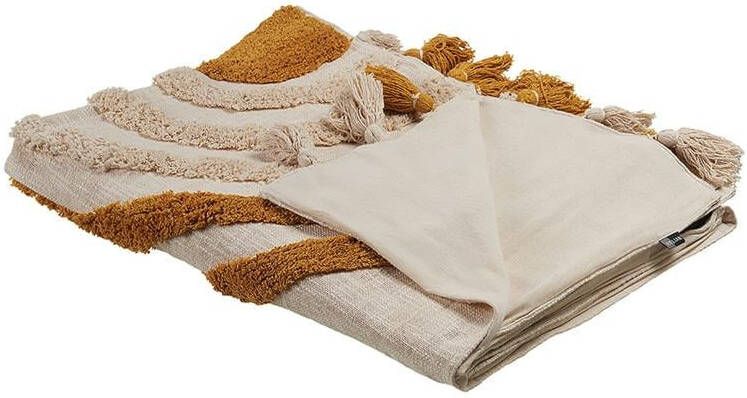 Beliani MATHURA Plaid Beige 130 x 180 cm Katoen