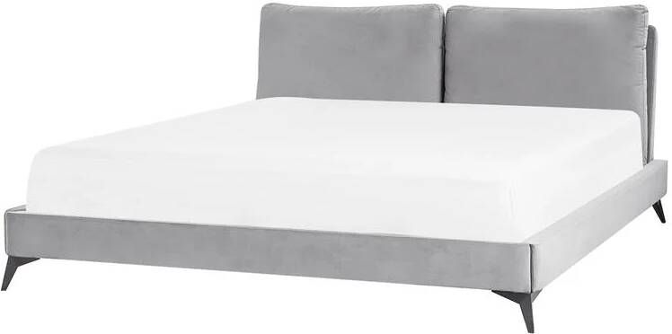 Beliani MELLE Tweepersoonsbed Grijs 180 x 200 cm Fluweel