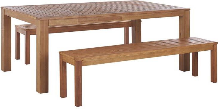 Beliani -MONSANO -Tuinset voor 6-Lichte houtkleur-Eucalyptushout