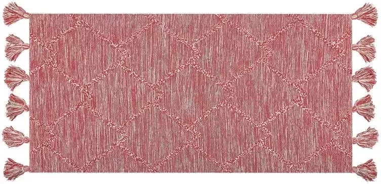 Beliani NIGDE Laagpolig vloerkleed Rood 80 x 150 cm Katoen