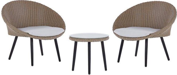 Beliani ORTIGIA Bistroset voor 2 Natuurlijk PE rotan