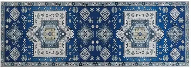 Beliani PARVAKADLI Laagpolig vloerkleed Blauw 70 x 200 cm Polyester