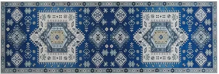Beliani PARVAKADLI Laagpolig vloerkleed Blauw 80 x 240 cm Polyester