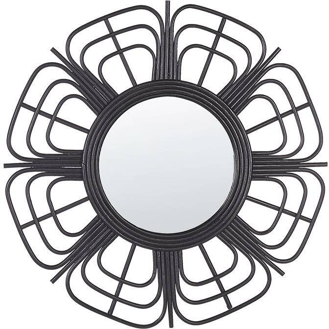 Beliani PASAKU Wandspiegel Zwart Rotan