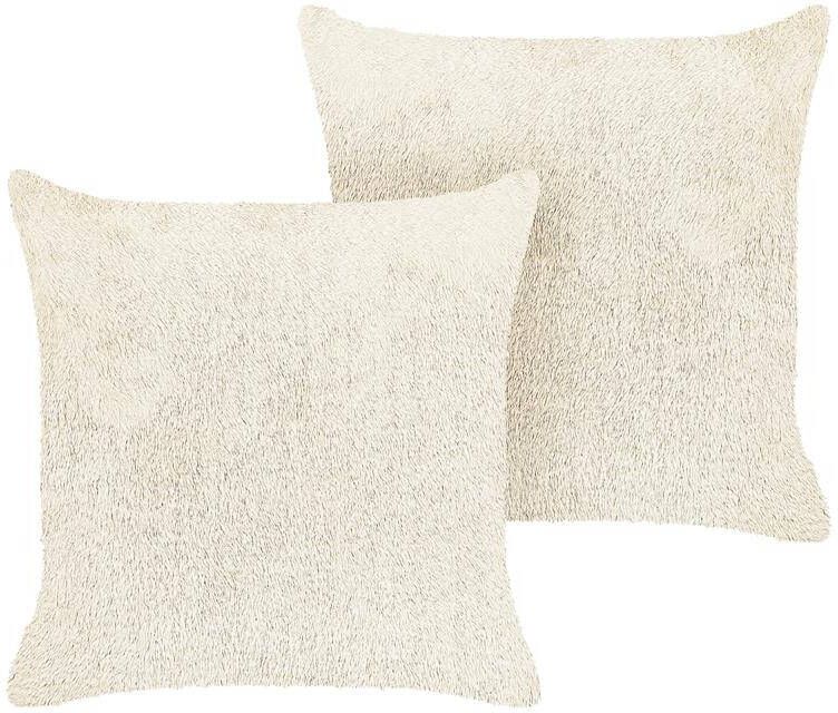 Beliani -PILEA -Sierkussen set van 2-Lichtbeige-45 x 45 cm-Polyester