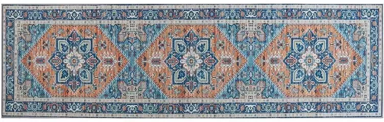 Beliani RITAPURAM Laagpolig vloerkleed Blauw 60 x 200 cm Polyester - Foto 3