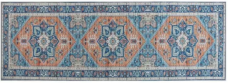 Beliani RITAPURAM Laagpolig vloerkleed Blauw 70 x 200 cm Polyester