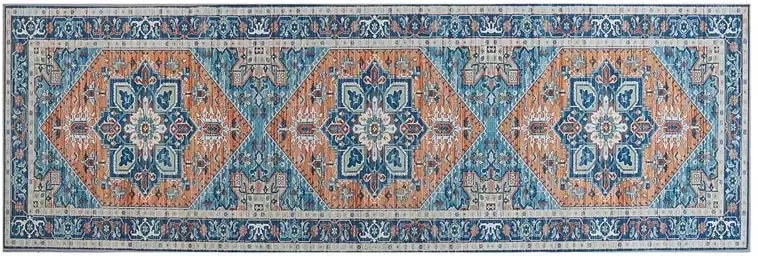 Beliani RITAPURAM Laagpolig vloerkleed Blauw 80 x 240 cm Polyester
