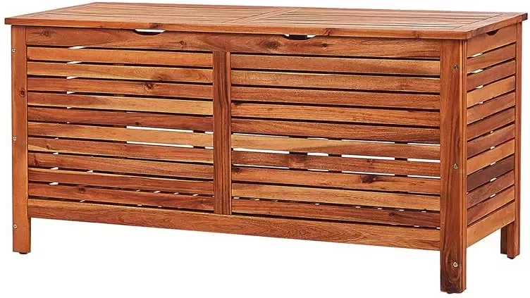 Beliani -RIVIERA-Kussenbox-Donkere houtkleur-130 cm-Acaciahout
