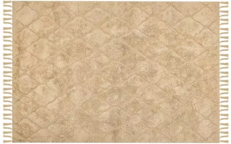 Beliani SANLIURFA Laagpolig vloerkleed Beige 160 x 230 cm Katoen