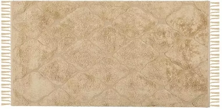 Beliani SANLIURFA Laagpolig vloerkleed Beige 80 x 150 cm Katoen