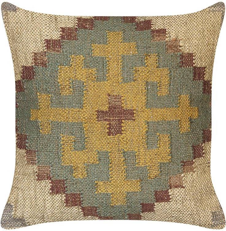 Beliani SARON Sierkussen Groen 45 x 45 cm Jute