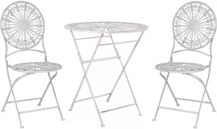 Beliani SCAFA Bistro set Wit IJzer