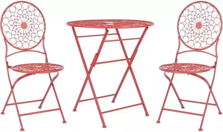 Beliani SCARIO Bistro set Rood IJzer