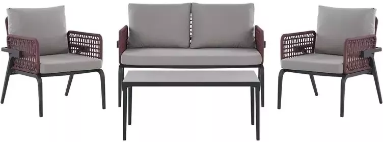Beliani SCIACCA Loungeset voor 4 Grijs Aluminium