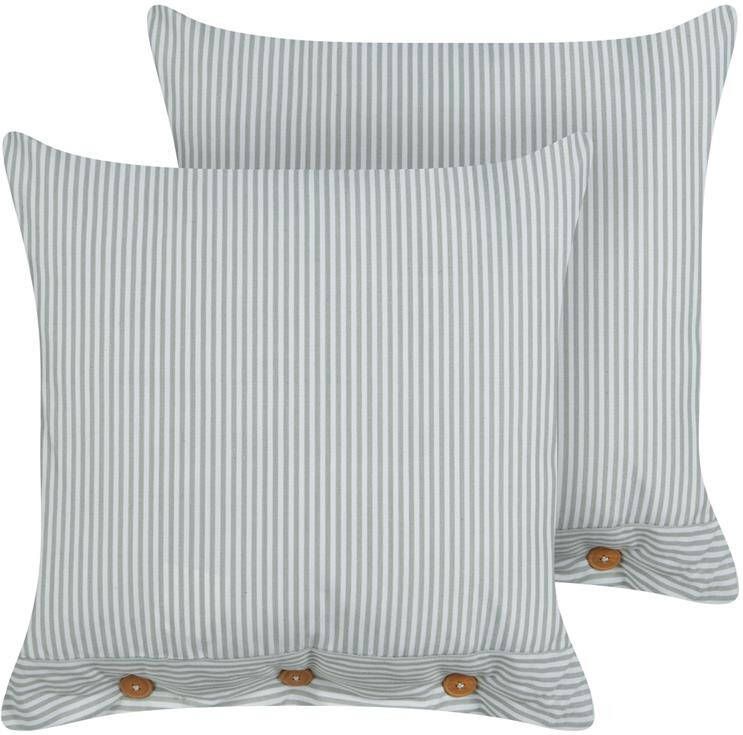 Beliani -SEBRINE-Sierkussen set van 2-Groen|Wit-45 x 45 cm-Polyester