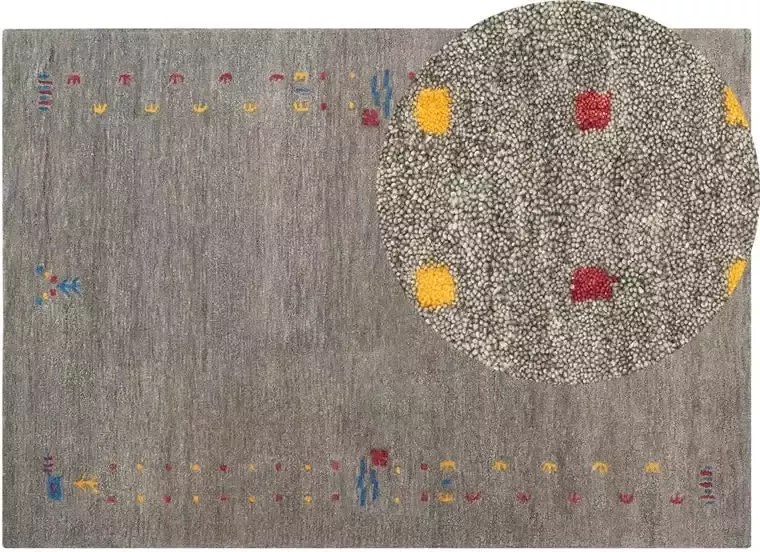 Beliani SEYMEN Modern vloerkleed Grijs 160 x 230 cm Wol