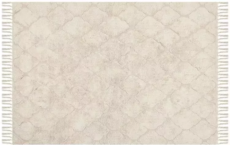 Beliani SILCHAR Laagpolig vloerkleed Beige 140 x 200 cm Katoen