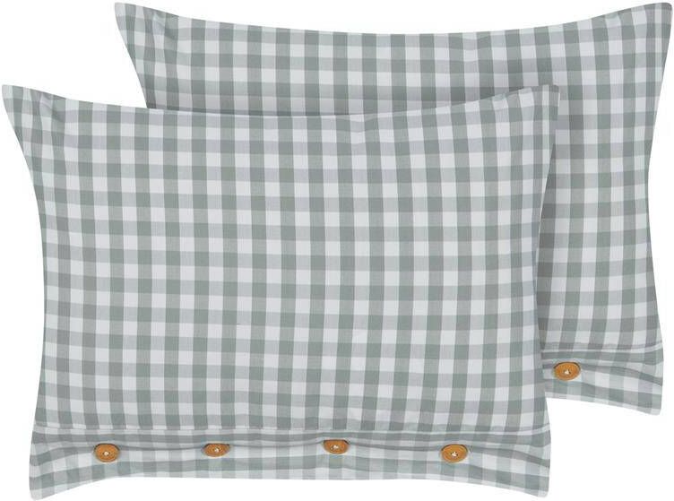 Beliani -TALYA -Sierkussen set van 2-Groen|Wit-40 x 60 cm-Polyester