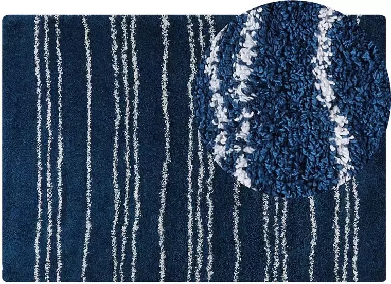 Beliani TASHIR Shaggy tapijt Blauw 160 x 230 cm Polypropyleen