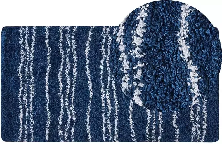 Beliani TASHIR Shaggy tapijt Blauw 80 x 150 cm Polypropyleen