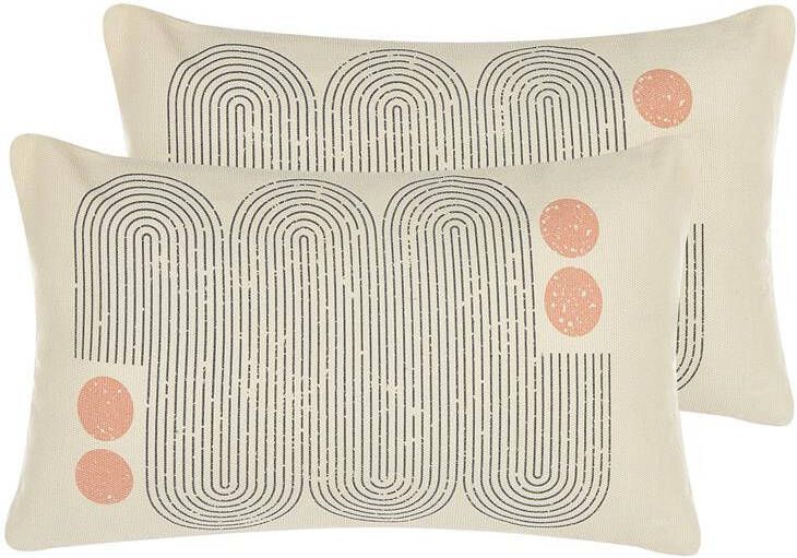 Beliani -TIARELLA -Sierkussen set van 2-Beige-30 x 50 cm-Polyester